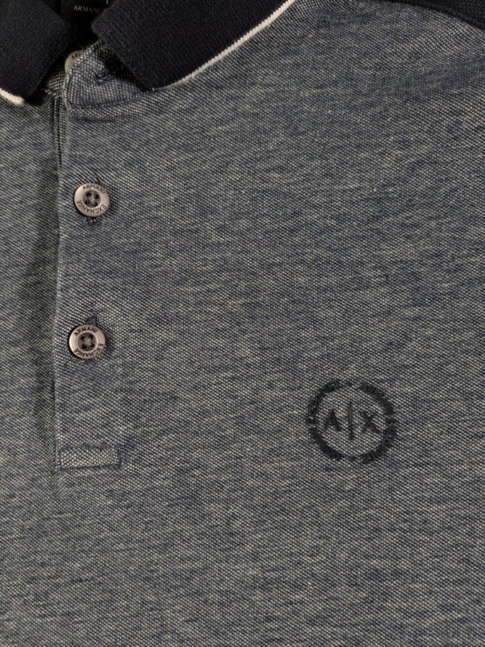 Armani Exchange Men's Medium Navy Blue Textured Stretch Polo Shirt A|X - Picture 3 of 11